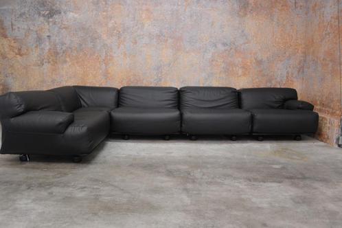 Refurbished zwarte leren Cassina Fiandra elementen hoekbank, Huis en Inrichting, Banken | Bankstellen, Zo goed als nieuw, Hoekbank