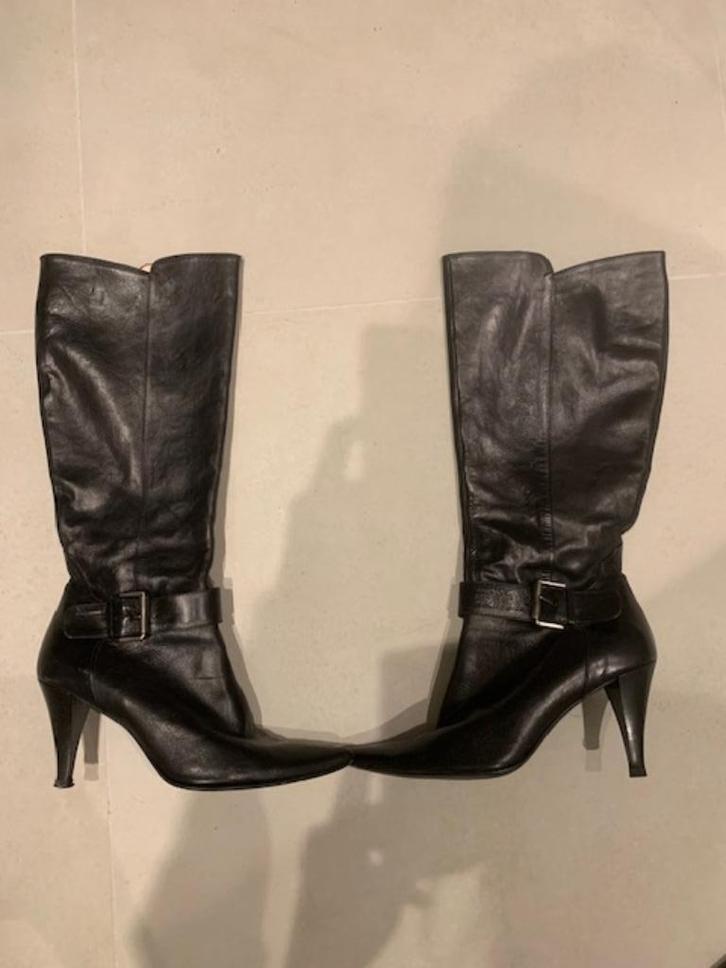 Leren laarzen mt.40,5 - weinig gebruikt, Kleding | Dames, Schoenen, Zo goed als nieuw, Hoge laarzen, Zwart, Ophalen