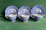 3x Vintage Staffordshire Canterbury theekop en schotel blauw, Antiek en Kunst, Ophalen of Verzenden