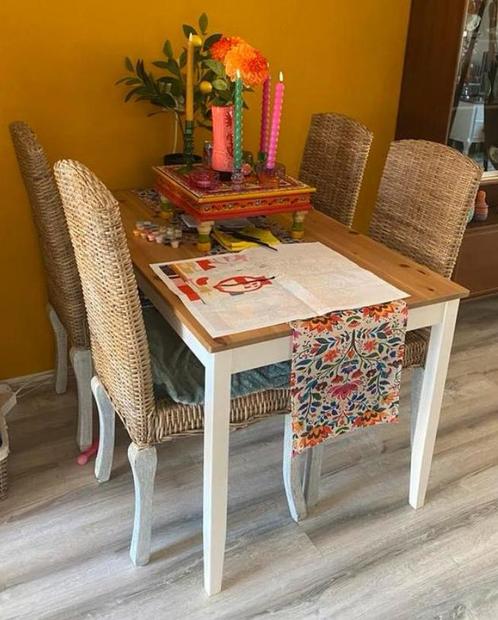 4 nieuwe eetkamerstoelen rotan (MOETEN WEG), Huis en Inrichting, Stoelen, Nieuw, Vier, Hout, Riet of Rotan, Bruin, Ophalen