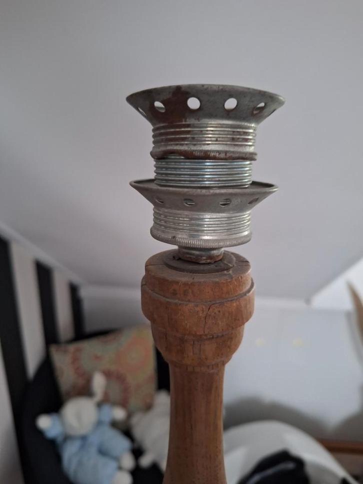 Vintage Houten Vloerlamp, Huis en Inrichting, Lampen | Vloerlampen, Gebruikt, 150 tot 200 cm, Hout, Metaal, Ophalen