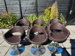 6 Kappersstoelen Bruin Slangenprint, Huis en Inrichting, Stoelen, Ophalen, Bruin, Zo goed als nieuw, Metaal