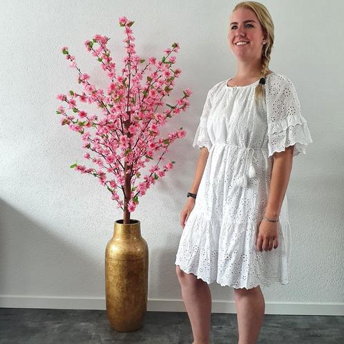 Wit Broderie Jurkje (One Size), Kleding | Dames, Jurken, Nieuw, Maat 38/40 (M), Wit, Boven de knie, Verzenden