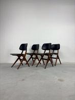Set Vintage Scissor Chairs Louis van Teeffelen, Huis en Inrichting, Stoelen, Ophalen, Zwart, Hout, Zo goed als nieuw