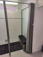 Zilver grijs kleurige taft gordijnen met ringen, 3 stuks, Huis en Inrichting, Stoffering | Gordijnen en Lamellen, Gebruikt, 100 tot 150 cm