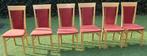 Set Eetkamerstoelen beuken fineer met rode bekleding (6 stuk, Ophalen, Gebruikt, 4 tot 6 stoelen