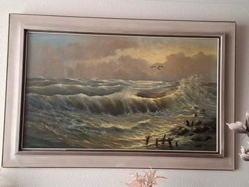 Origineel schilderij – zeegezicht van P. Guerin ca.120×80 cm beschikbaar voor biedingen