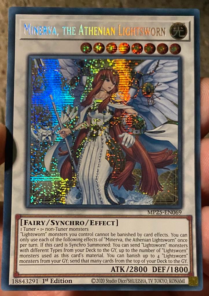 Yu-Gi-Oh! Minerva, the Athenian Lightsworn MP25  1st  !, Hobby en Vrije tijd, Verzamelkaartspellen | Yu-gi-Oh!, Zo goed als nieuw