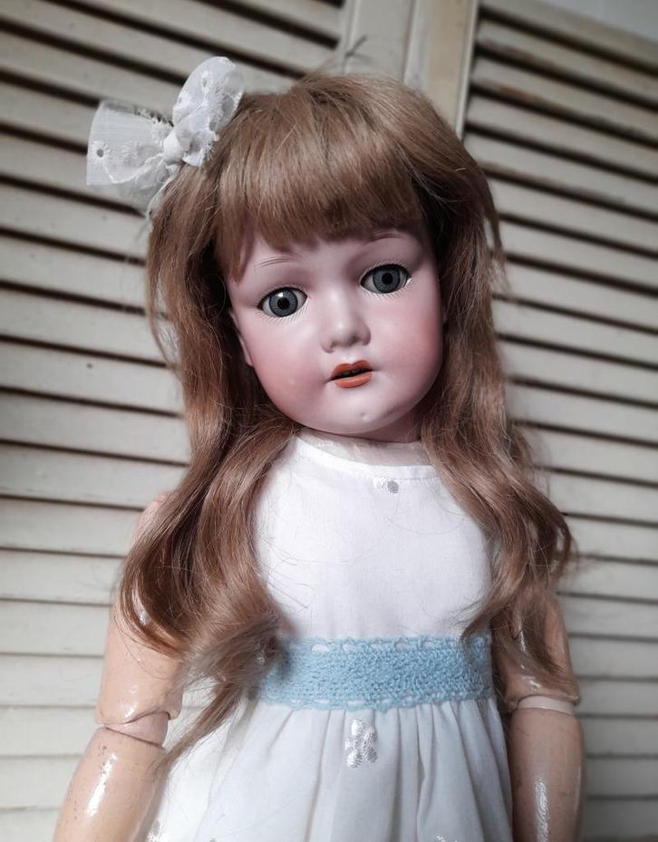 Antieke pop, lief meisje C.M. Bergman, 62 cm, Verzamelen, Poppen, Gebruikt, Pop, Ophalen