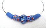 Ketting West-Afrikaanse handels kralen/trade beads (S-861b), Nieuw, Overige materialen, Blauw, Ophalen of Verzenden