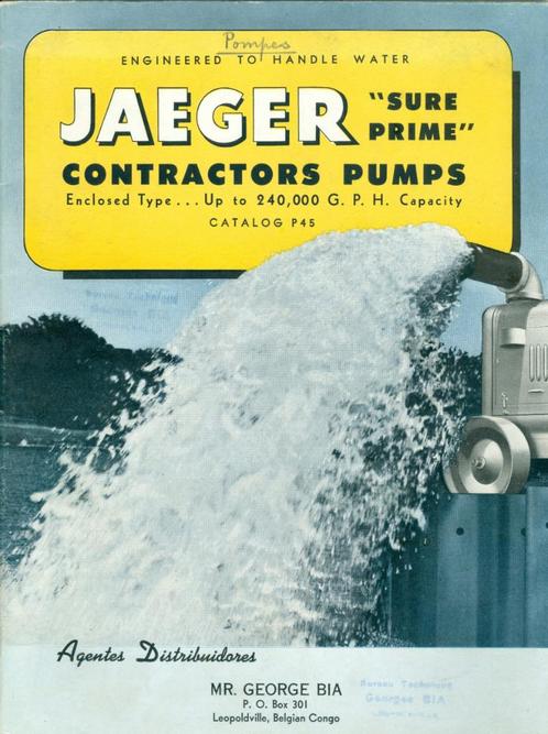 Mooie catalogus JAEGER motorpompen "Sure Prime", Motoren, Handleidingen en Instructieboekjes, Overige merken, Ophalen of Verzenden