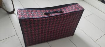 Vintage opvouwbare koffer roze grijs geruit beschikbaar voor biedingen