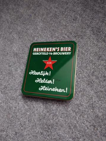 Heineken verzamelblik retro met 8 bierviltjes nieuw