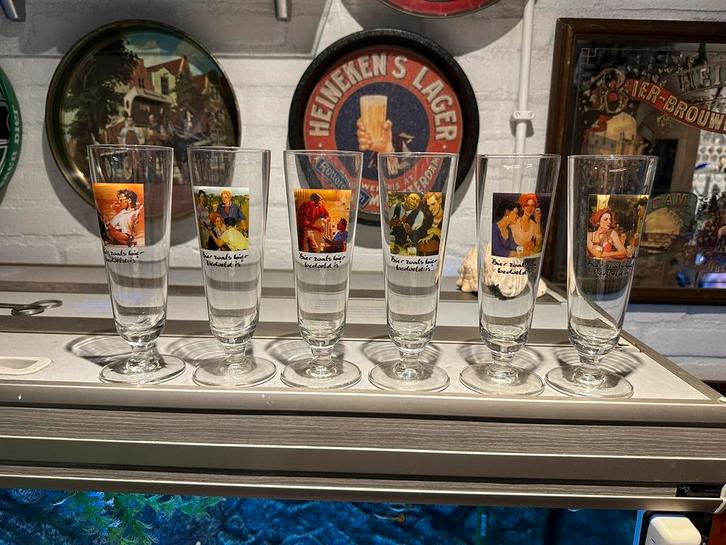 6x Heineken glazen bier zoals bier bedoeld is complete serie, Verzamelen, Glas en Borrelglaasjes, Nieuw, Bierglas, Ophalen of Verzenden
