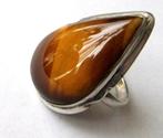 Zeer mooie 925 zilveren ring met echte Tijgeroog maat 20, Ophalen, 20 of groter, Zo goed als nieuw, Dame of Heer
