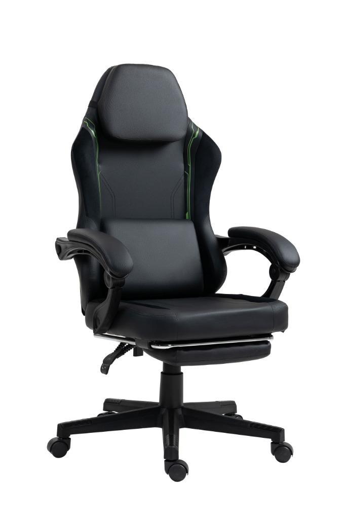 VDD - Zwarte-groene gamestoel, Huis en Inrichting, Bureaustoelen, Nieuw, Bureaustoel, Zwart, Ergonomisch, Gaming bureaustoel, Ophalen