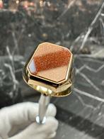 14k Gouden Zegelring met Lagensteen, Ophalen of Verzenden, Zo goed als nieuw, Dame of Heer, Met edelsteen