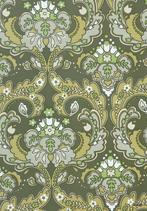 14297 vintage barok behang olijfgroen geel wit swiet, Huis en Inrichting, Stoffering | Behang, Ophalen of Verzenden, Minder dan 10 m²