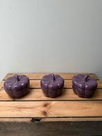 3 Paarse Pompoen Bakjes met Deksel - Nieuw, Porselein of Keramiek, Schaal, Nieuw, Ophalen of Verzenden