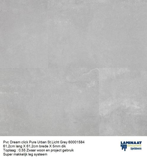 Pvc Dream Click Tegel Urban St. Licht Grey 61cm lang X 61cm, Huis en Inrichting, Stoffering | Vloerbedekking, Nieuw, Laminaat