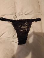 Zwarte dames string met kant maat M, Ophalen of Verzenden, Zwart, String