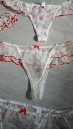 Witte string met bloemenprint, maat XL, Verzenden, Wit, String
