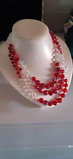 Vintage 3 rijen ketting glas, Ophalen of Verzenden, Overige materialen, Ketting