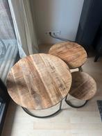 Salontafel Set - Hout & Metaal, Huis en Inrichting, Ophalen, Minder dan 45 cm, Rond, 55 tot 75 cm