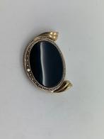 Z241 Prachtige zilveren hanger goudkleur onyc strass, Ophalen of Verzenden, X, Met edelsteen, Goud