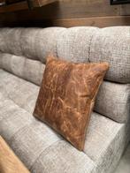 Luxe leren kussens groen en cognac, Ophalen, Nieuw, Groen, Vierkant