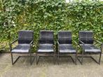 Eetkamerstoelen - 4x - leder zwart - henders en hazel, Huis en Inrichting, Stoelen, Ophalen, Gebruikt, Zwart, Metaal