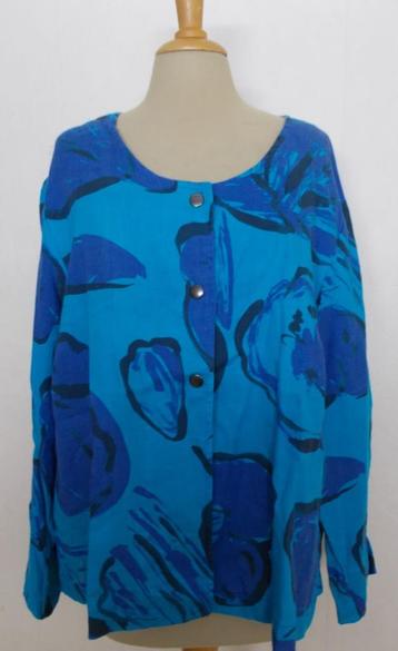 100% linnen mooie blauwe print top van Skandika! L/XL beschikbaar voor biedingen