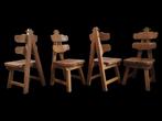 Waanzinnige vintage brutalist design stoelen Frankrijk, Huis en Inrichting, Vijf, Zes of meer stoelen, Gebruikt, Hout, Ophalen