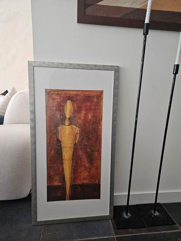 Abstracte Kunst Print met Zilveren Lijst beschikbaar voor biedingen