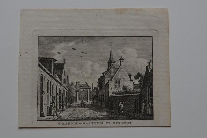 UTRECHT "t`MARTINI-GASTHUIS Mooie Kopergravure 1786-1992 GZ1, Antiek en Kunst, Kunst | Etsen en Gravures, Verzenden