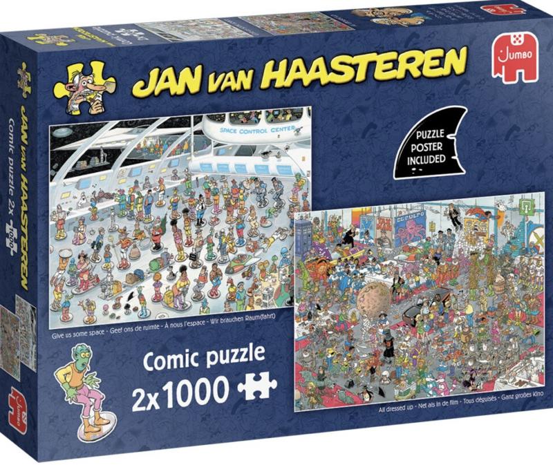 Jan v Haasteren-Net Als in de Film+Geef ons de Ruimte-2x1000, Ophalen of Verzenden, 500 t/m 1500 stukjes, Nieuw, Legpuzzel