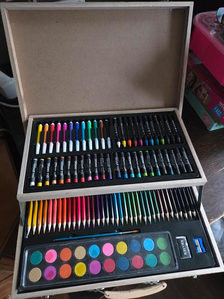 Complete Kunstenaar Tekenset in Koffer, Hobby en Vrije tijd, Schilderen, Zo goed als nieuw, Overige typen, Ophalen of Verzenden