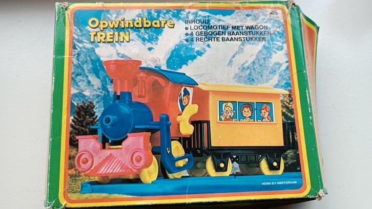 Vintage Opwindbare Trein met Wagon, Kinderen en Baby's, Speelgoed | Overig, Gebruikt, Jongen of Meisje, Ophalen of Verzenden