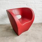 Moroso - Victoria and Albert fauteuil - donkerrood leer, Gebruikt, Verzenden, Minder dan 75 cm, Leer