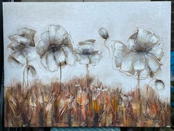 Bloemenschilderij - Handgeschilderd op Linnen beschikbaar voor biedingen
