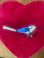 Oude antieke vintage kerstornament/clip vogel blauw zilver, Diversen, Kerst, Ophalen of Verzenden, Nieuw