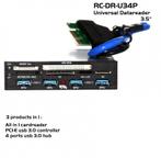 Recom RC-DR-U34P PCI-E usb 3.0 4x HUB 3,5" int. card reader, Computers en Software, Ophalen of Verzenden, Zo goed als nieuw, NA