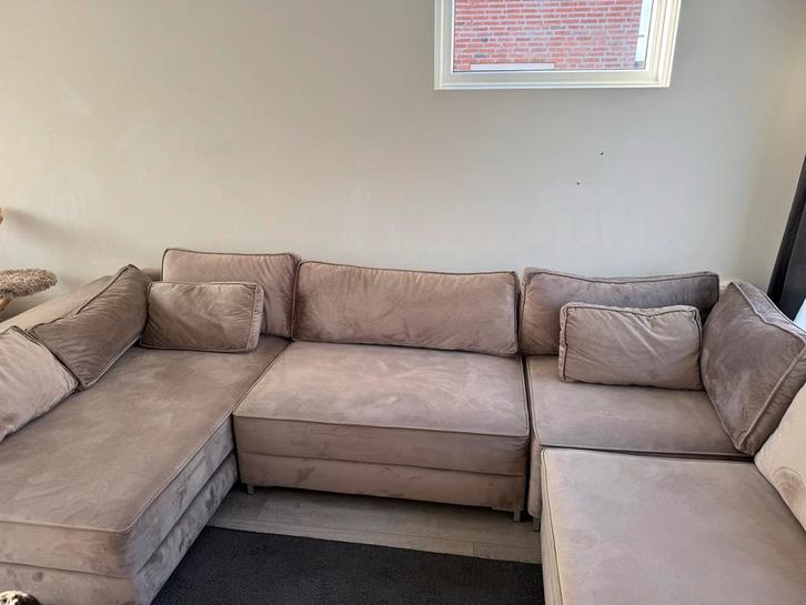 Bank, Huis en Inrichting, Banken | Bankstellen, Gebruikt, Hoekbank, Vierpersoons of meer, 300 cm of meer, 100 tot 125 cm, Stof