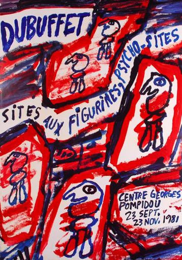 Jean Dubuffet (1901) Expo Affiche " Psycho Sites " Art Brut beschikbaar voor biedingen