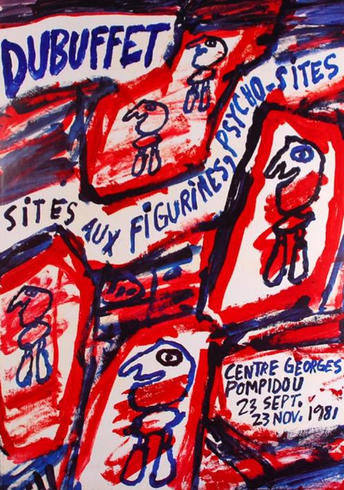 Jean Dubuffet (1901) Expo Affiche " Psycho Sites " Art Brut, Antiek en Kunst, Kunst | Litho's en Zeefdrukken, Ophalen of Verzenden