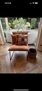 Industriële roestbruine fauteuil met stalen frame, Ophalen, Gebruikt, Bruin, Metaal