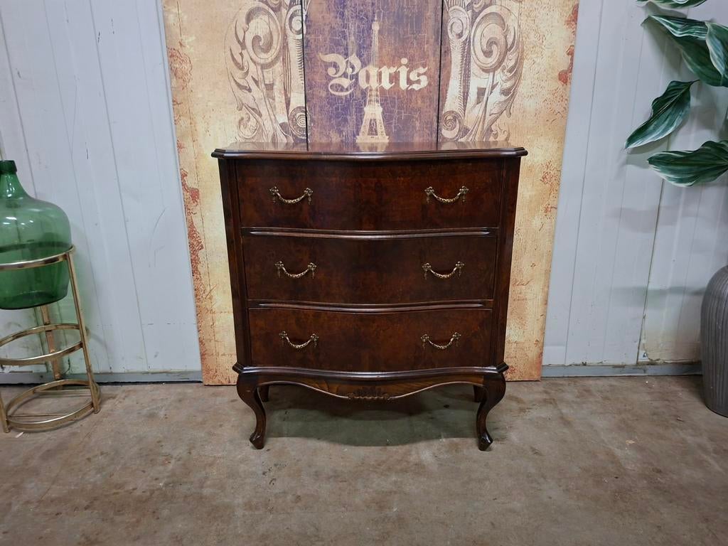 Klassiek Engels ladekastje, commode, wandtafel, Zo goed als nieuw, 3 of 4 laden, Minder dan 100 cm, 25 tot 50 cm