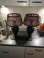 2  Aardewerk Tafellampen met lampenkappen. Chocolade Bruin., Ophalen, Zo goed als nieuw, Overige materialen, Minder dan 50 cm