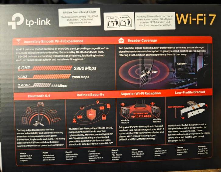 TP-Link BE6500 WiFi 7 PCIe Kaart - Nieuwstaat, Computers en Software, Netwerkkaarten, Zo goed als nieuw, Intern, Ophalen of Verzenden