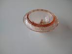 Vintage roze schaaltje van glas op 4 glazen pootjes, Ophalen of Verzenden, Overige stijlen, Glas, Schaal of Schalen
